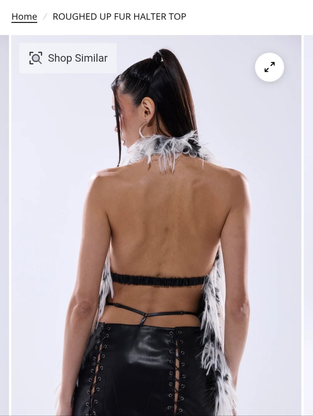 Brand New Faux Fur Halter Top - Black & White - Picture 2 of 8